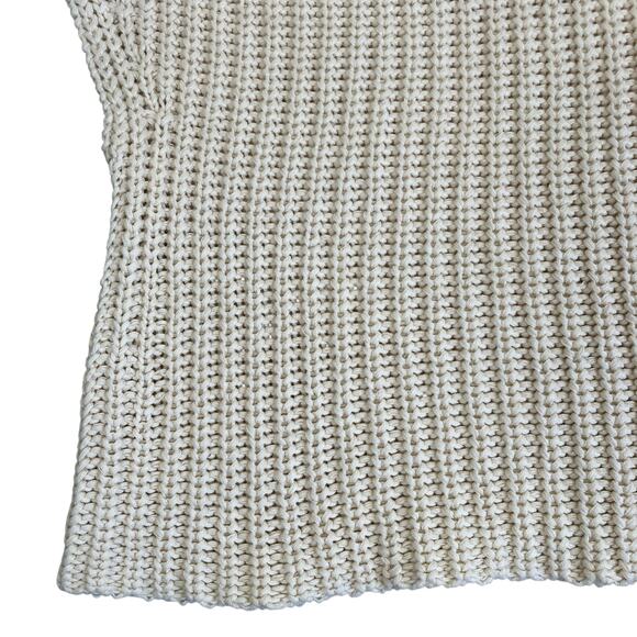 Industry Sz S Chunky Knit Cowl Neck Cap Sleeve Sweater Vest in Cream 100% Cotton - Picture 9 of 16